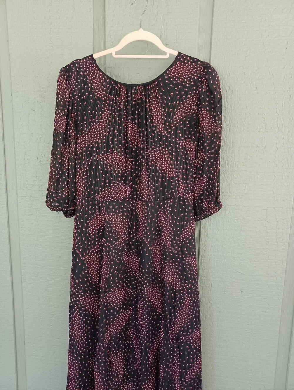Kate Spade Floral Print Midi Dress Size 4 Viscose Silk Tie Back Feminine Defect